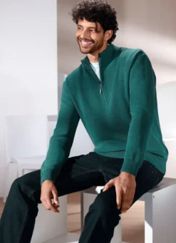 Unifarbener Stehkragenpullover in 3 Farben