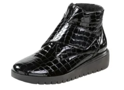 Waldläufer Bootie aus krokogeprägtem Lackleder