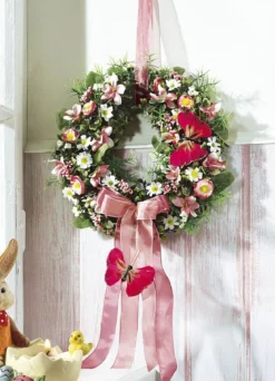 Wandkranz mit Frühlingsblumen