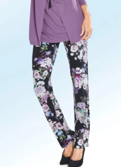 Weich, fließende Hose mit florale Dessinierung