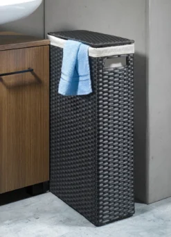 Wäschekorb mit Polyrattan-Geflecht