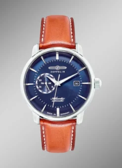Zeppelin-Automatik-Herrenuhr mit Edelstahlgehäuse und Lederband