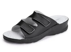 Zweierpack klassische Damen-Pantoletten, Weite H, mit Klettverschluss