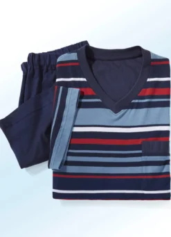 Zweierpack Shortys mit V-Ausschnitt und garngefärbtem Ringeldessin